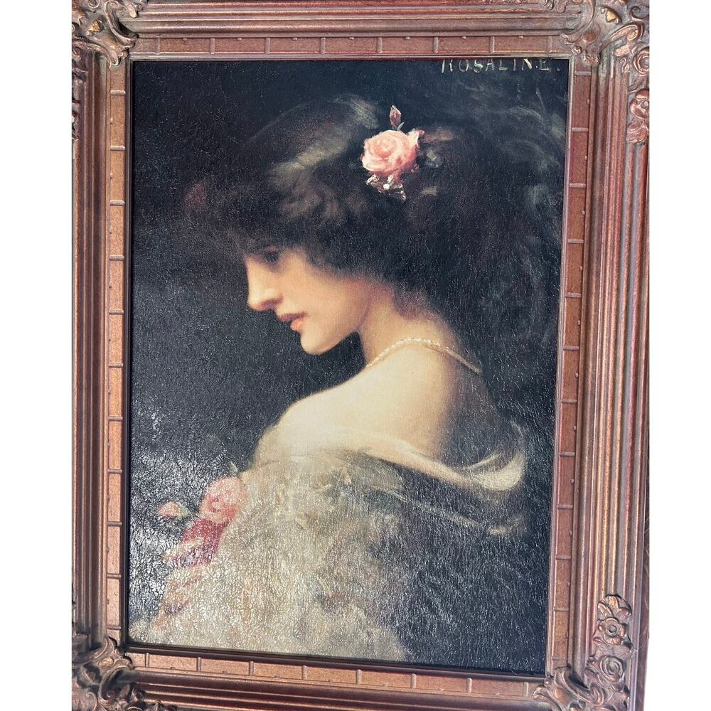 c1880 Twenebrokes Glazebrook Portrait of Rosaline Oleograph In Beautiful Frame